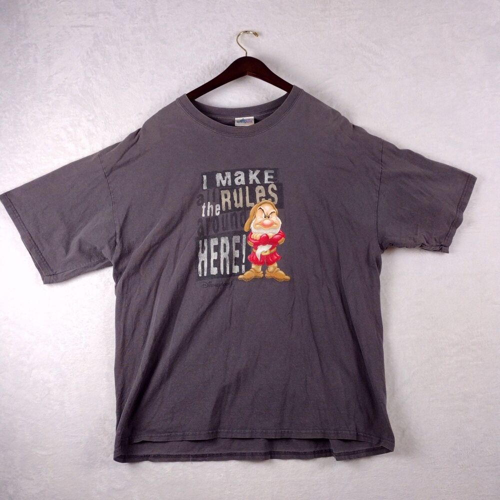 Disneyland Resort Grumpy Wear T-Shirt Mens 2XL‎ Gray I Make All The Rules Rules